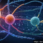 대사경로 조작 기술 - A highly detailed scientific illustration of cancer cell signaling pathways inside a human cell, sho...