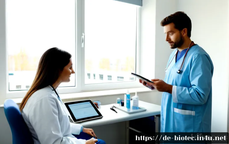 신약 개발 임상 시험 - Photorealistic clinical drug development scene in a modern German university hospital, diverse adult...